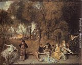 Jean-Antoine Watteau Reunion en plein air painting
